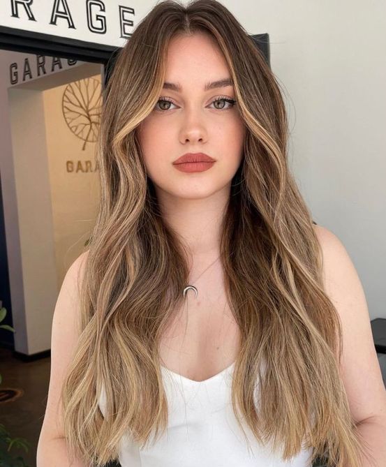 long mousy brown hair with blonde contouring and some more touches to support the look is amazing