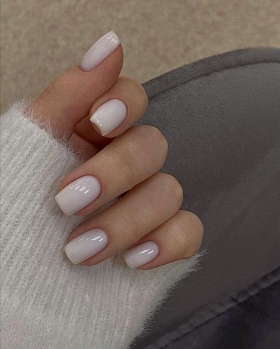 stylish minimalist square milky nails are a cool solution for any occasion, they look cool and chic and match any outfit