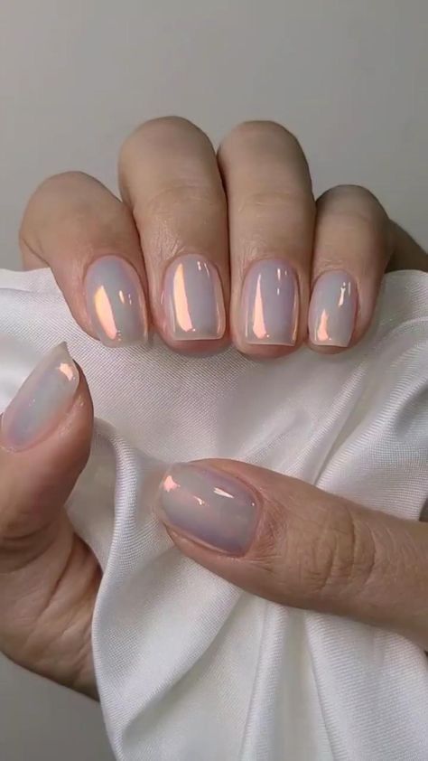 super trendy square pearl nails like these ones are a new alternative to milky nails that we all love wearing in spring and summer