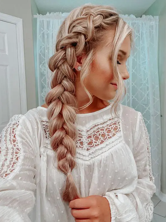 A beautiful chunky side braid and face framing hair is a very cute and lovely idea for long hair