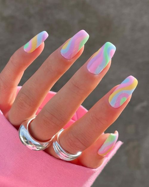 A super bright candy colored manicure is a cool idea for summer, such vibrant nails will impress