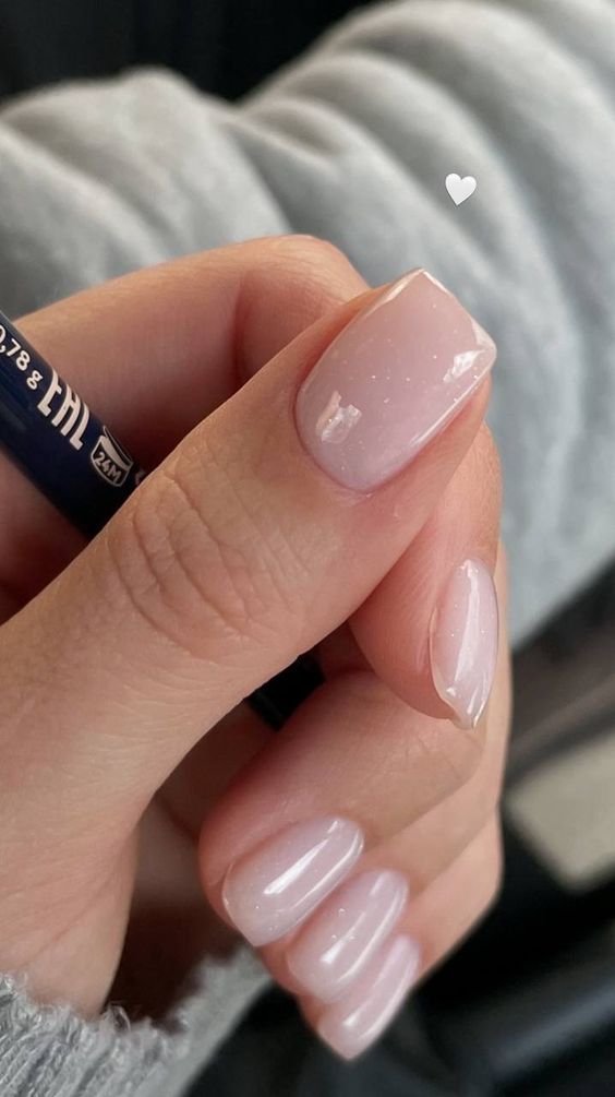 glitter blush square nails are a lovely and cute idea for a spring or summer manicure