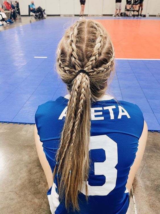 long braids added to a high ponytail are a super cool and bold hairstyle for sports, especially if you have quite long hair