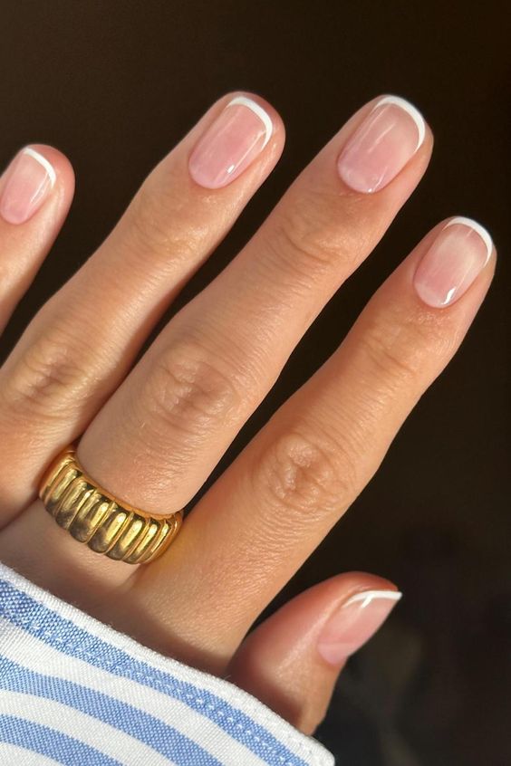 lovely squoval French nails work for Old Money and Quiet Luxury looks