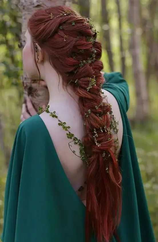 make a large braid and insert greenery or foliage in it, so you will look like an elvish princess