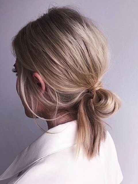 a low ponytail transformed into a low bun, with a messy bump on top is a cool idea, and you can make a ponytail again