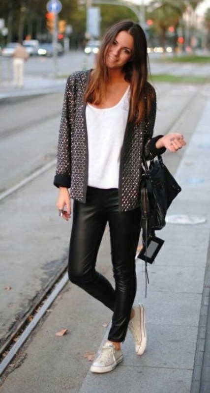 Picture Of stylish ways to wear leather pants right now  8
