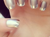 matte silver nails with shiny silver tips are gorgeous for a NYE party, they will make a bold statement