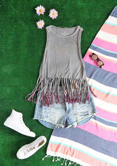 Picture Of Boho Chic DIY Festival Fringed Tank 2