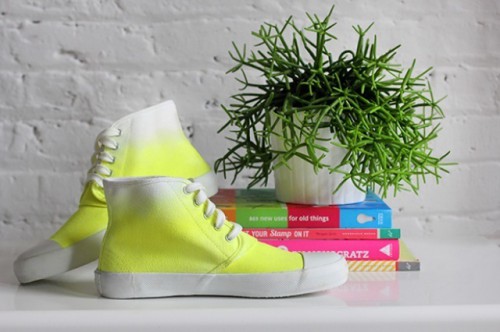 Bright DIY Dyed Neon Sneakers