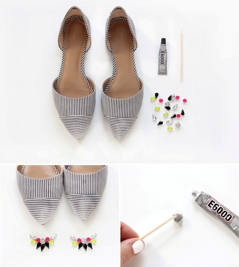 Bright DIY Striped Gem Shoes Makeover