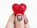 Bright DIY Valentine’s Day Stripes And Hearts Nail Art3