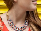 Chic DIY Ribbon Wrapped Chain Necklace