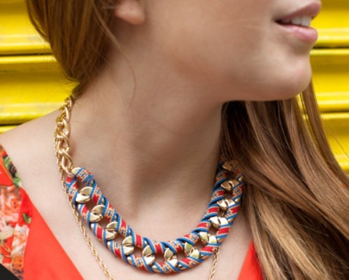 Chic DIY Ribbon Wrapped Chain Necklace