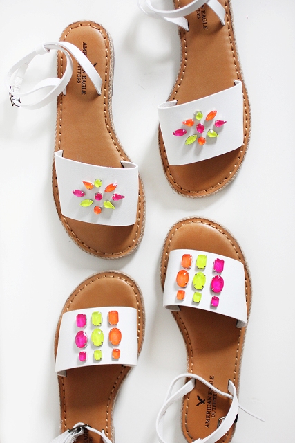 Picture Of Colorful DIY Neon Gem Sandals 3