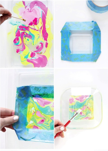 Colorful DIY Neon Marbled Jewelry Tray