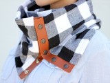 Cozy DIY Leather And Flannel Snap Scarf
