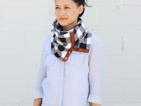 Cozy DIY Leather And Flannel Snap Scarf 2