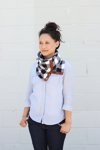 Cozy DIY Leather And Flannel Snap Scarf