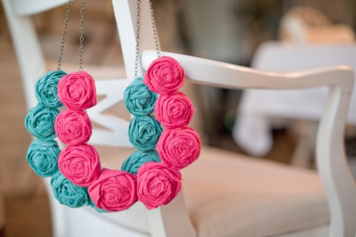 DIY Fabric Rolled Flower Necklace