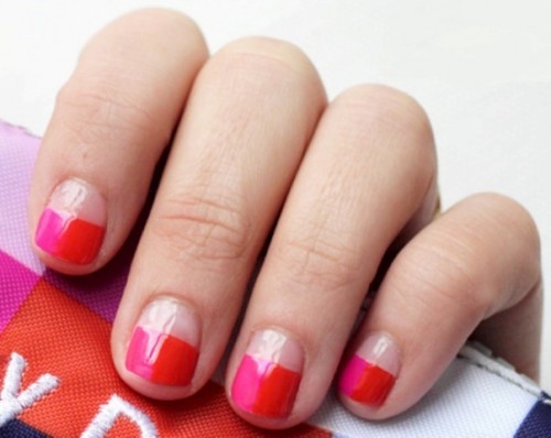 Funny DIY Pink And Red Color Nails