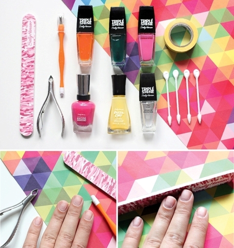 Picture Of DIY Nail Art With Technicolor Triangles 3