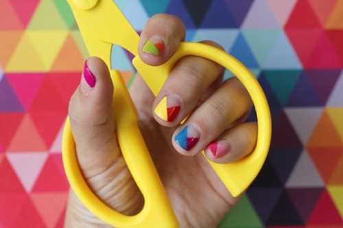 DIY Nail Art With Technicolor Triangles