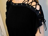 DIY T-Shirt With Laced Up Collar Sleeves2