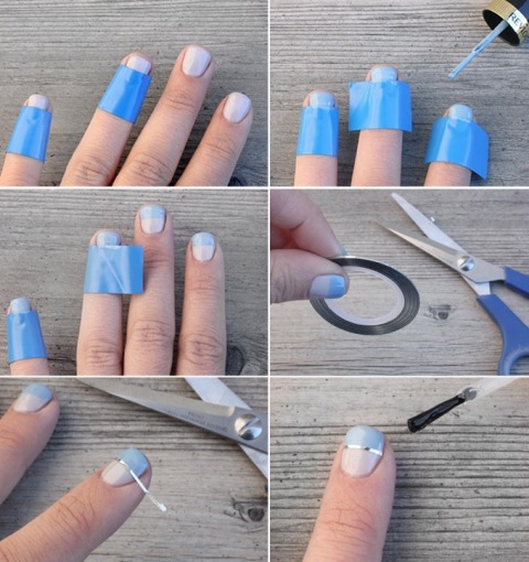 Delicate DIY Silver Stripe Nail Art