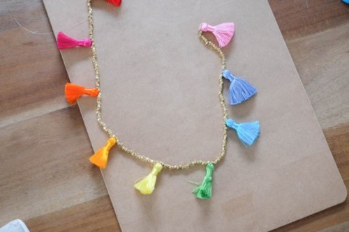 Easy To Make DIY Beaded Tassel Necklace