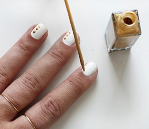 Elegant DIY Dots Nail Art With Delicate Rings
