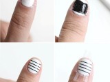 Funny DIY Black And White Crosshatch Nail Art4