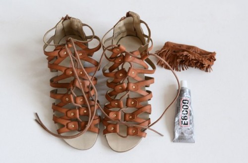 Trendy DIY Leather Tassel Sandals