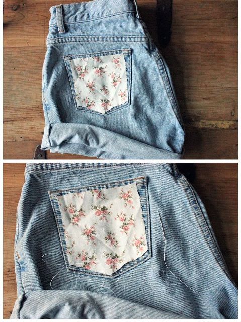 DIY Shorts Remodel With Floral Pockets