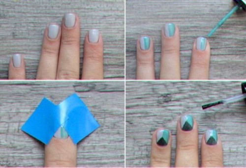 DIY Geometric Divided Triangle Nail Art