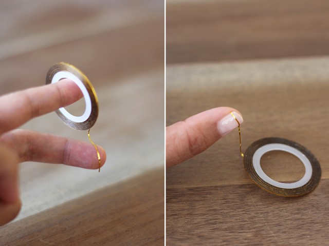 Geometric DIY Gold Striped Nails 3