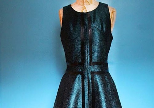 Geometric DIY Leather Striped Dress