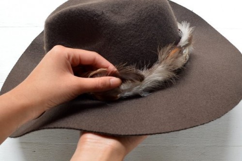 Gorgeous DIY Feather Trimmed Floppy Hat