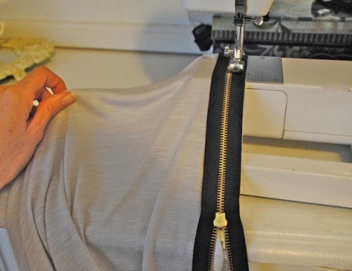 Original DIY Zipper Shoulders T Shirt