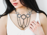 Posh DIY Thread-Wrapped Bib Necklace With Ordinary Key Rings10