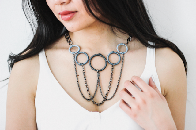 Posh DIY Thread Wrapped Bib Necklace With Ordinary Key Rings 10