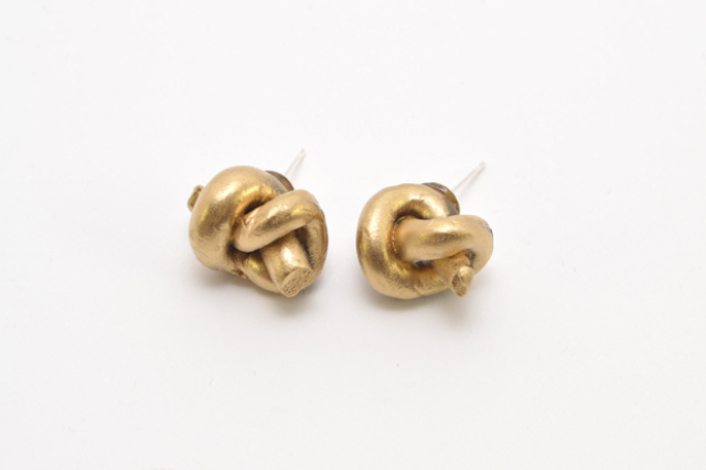 Simple DIY Metallic Knot Stud Earrings