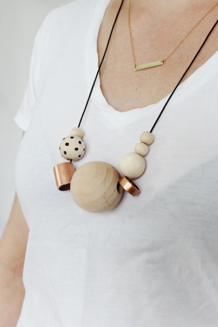 Simple DIY Wood And Copper Necklaces