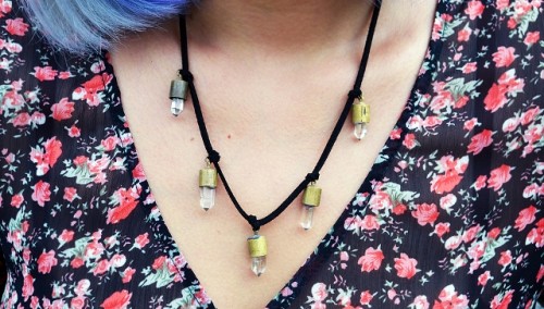 Stunning DIY Faux Bullet Shell Crystal Necklace