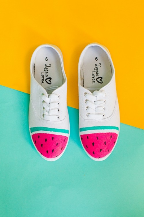 Adorable DIY Watermelon Sneakers Upgrade