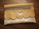 leather and lace clutch