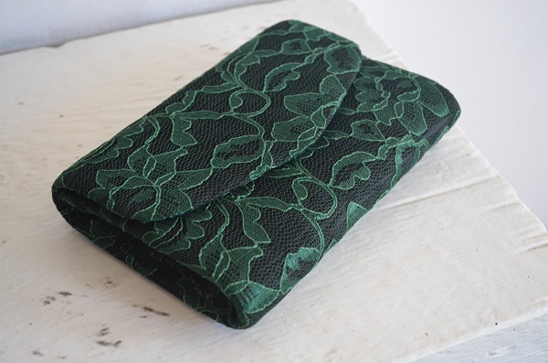 black and green lace clutch