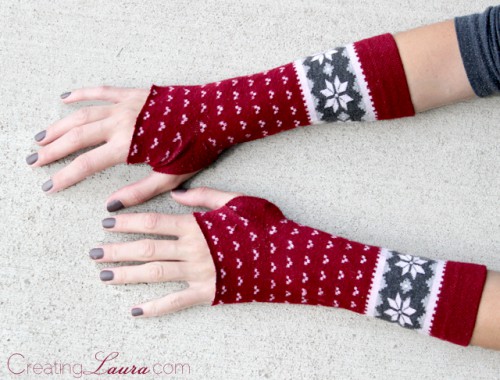 winter-styled arm warmers of socks (via creatinglaura)