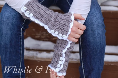 vintage inspired crocheted arm warmers