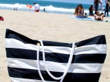 striped no sew beach tote